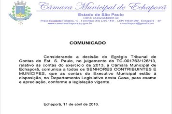 Contas da prefeitura de 2013