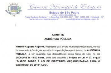 CONVITE  AUDIÊNCIA PÚBLICA