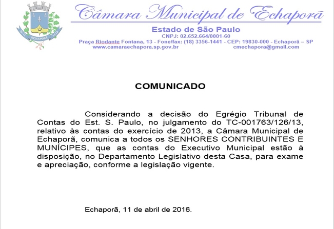 Contas da prefeitura de 2013