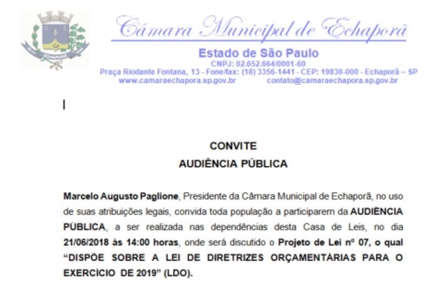 CONVITE  AUDIÊNCIA PÚBLICA