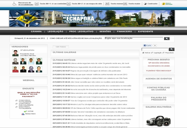 Novo layout do site da Câmara Muncipal 