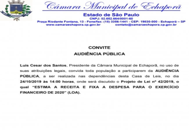 CONVITE AUDIÊNCIA PÚBLICA